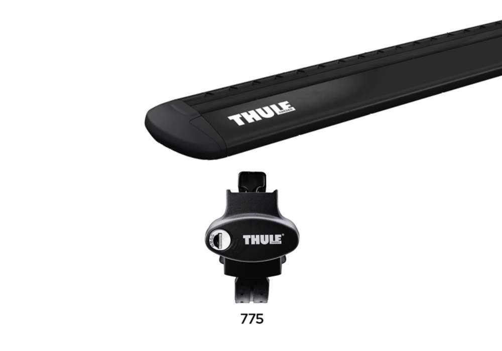Bagażnik na reling z prześwitem Thule Evo WingBar + stopy Rapid System 775 - czarny